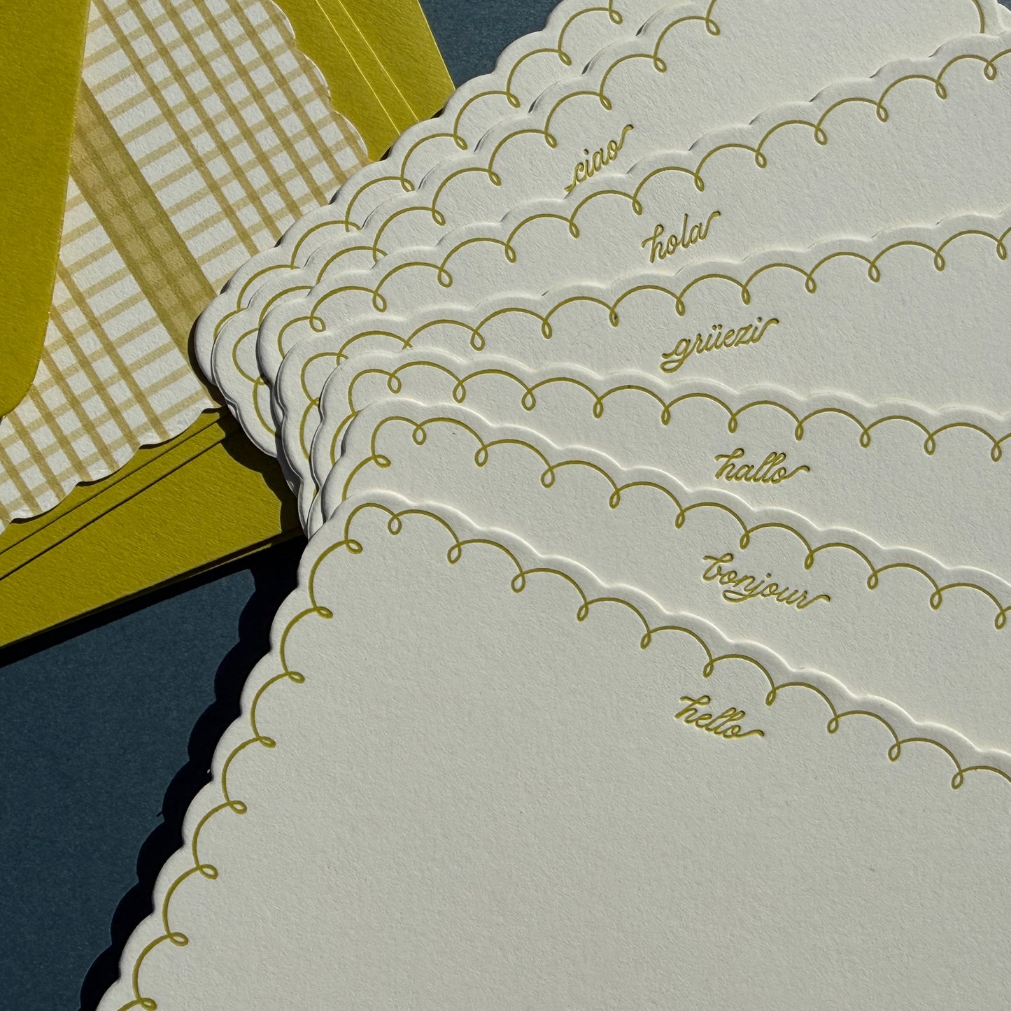 Chartreuse "Hello" Scallop Stationery Set