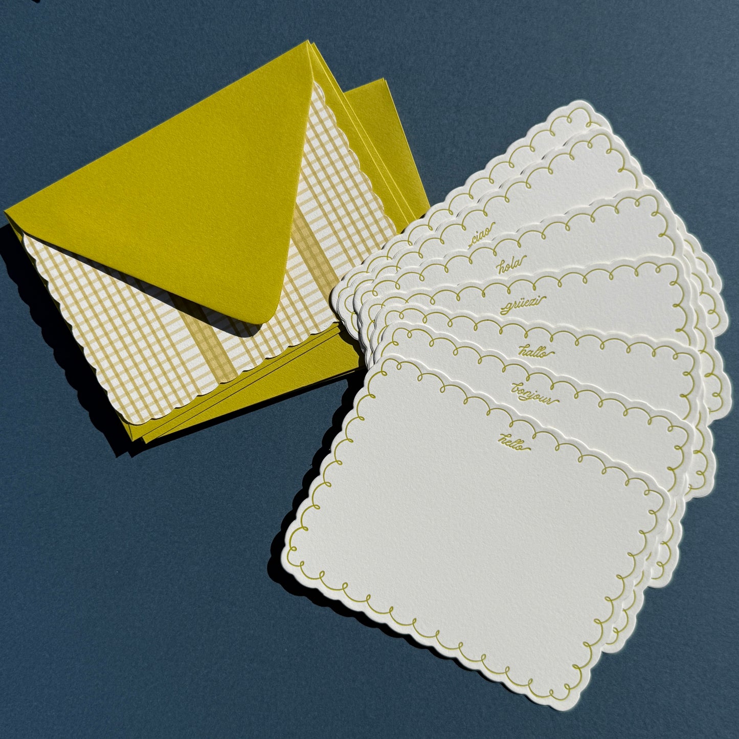 Chartreuse "Hello" Scallop Stationery Set